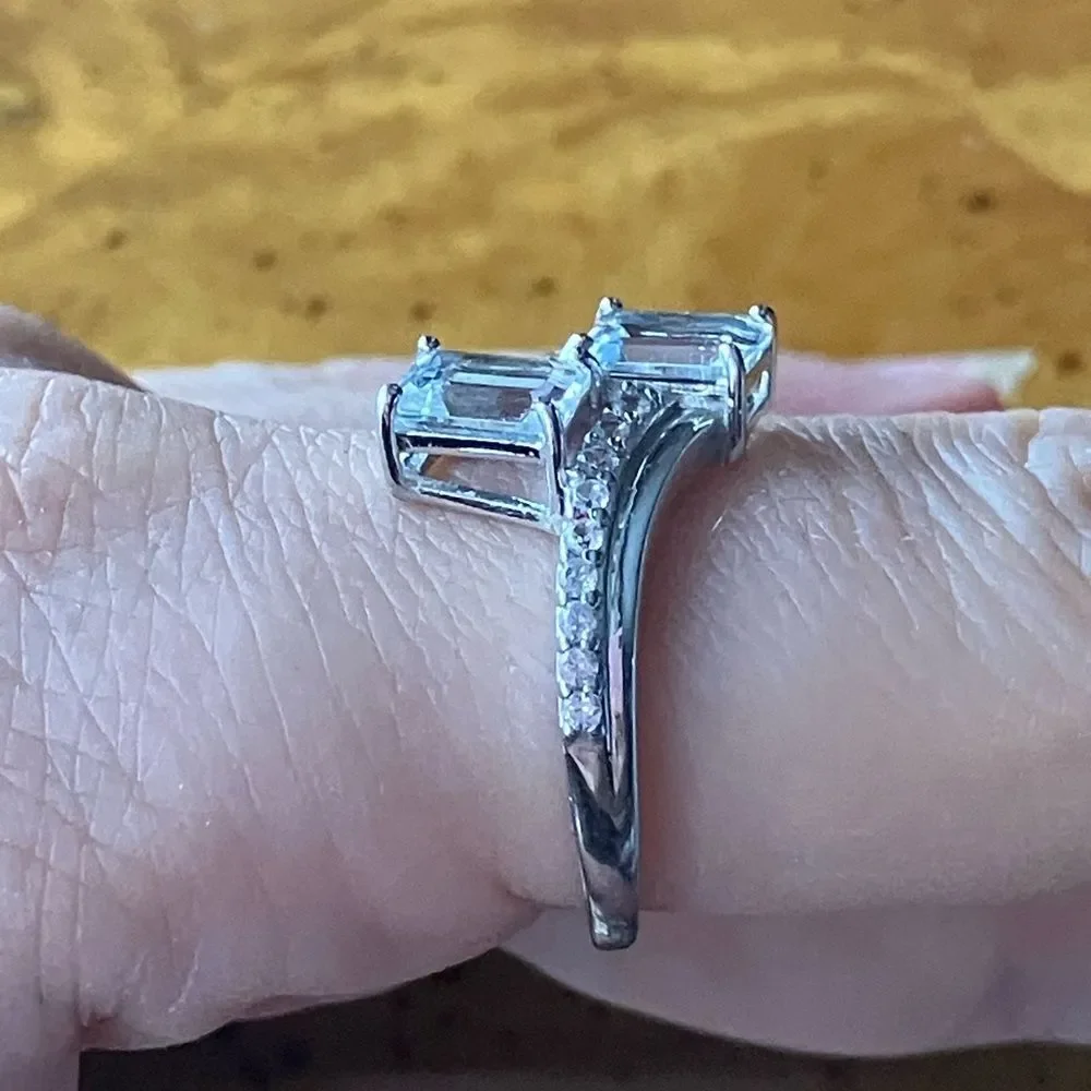 Natural Aquamarine Sterling Silver Ring Size 9